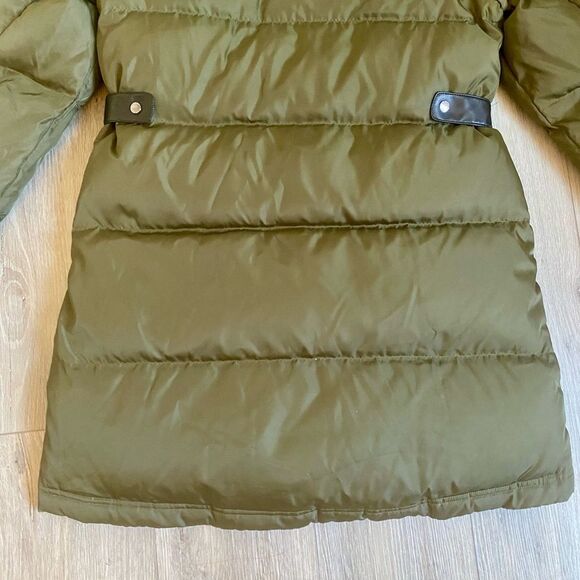 Vince Camuto Olive Green Down Puffer Coat with Faux Fur Trim Removable Hood - Picture 9 of 15